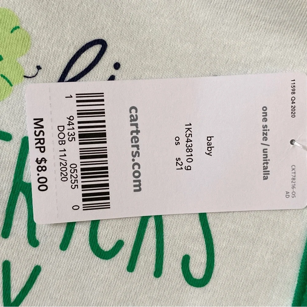 St. Patrick’s Day Bib NWT Infant NEW Carter’s Baby Girls Boys Green Irish